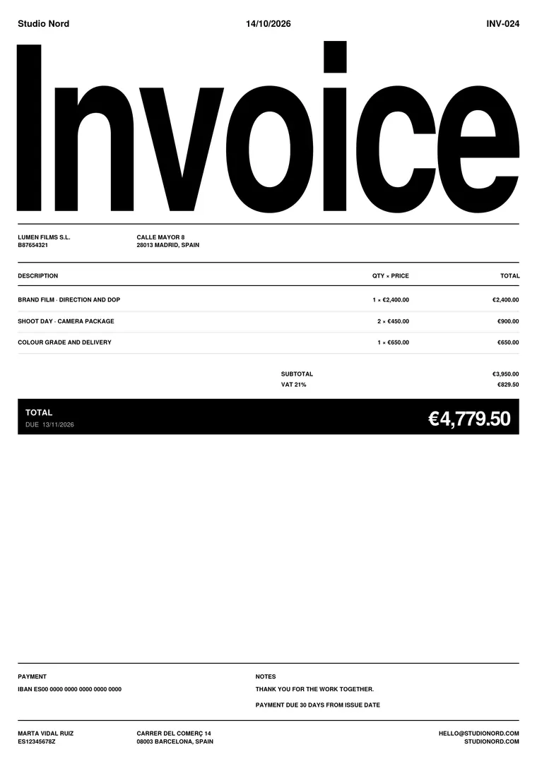 Invoice in the Poster design