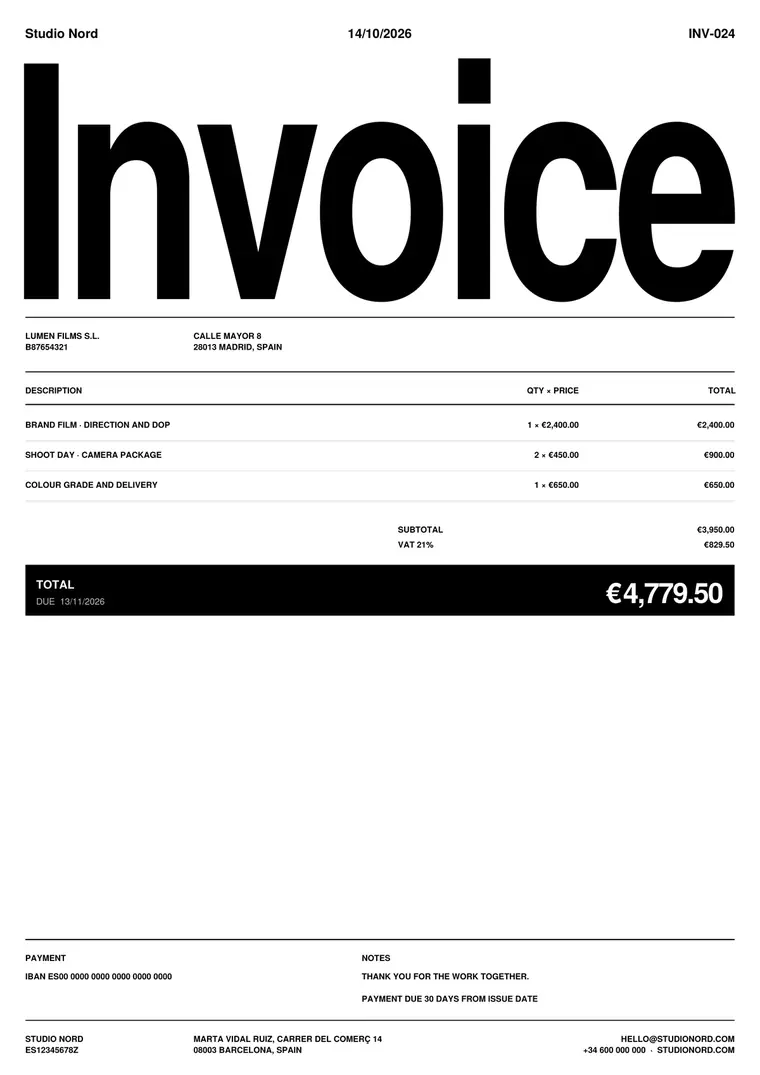 Invoice in the Poster design